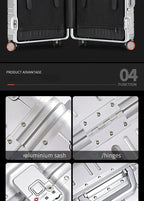 TravelTrolley Luggage 20‘’Carry-On Cabin Suitcase Travel Bags Rolling Luggage Aluminum-magnesium Alloy Travel Suitcase