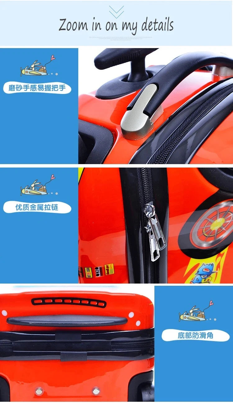Anime Supercar Child Boy Girl Toys Trolley Suitcase cute cartoon Children's luggage Wheel Suitcase Travel Children's Suitcase