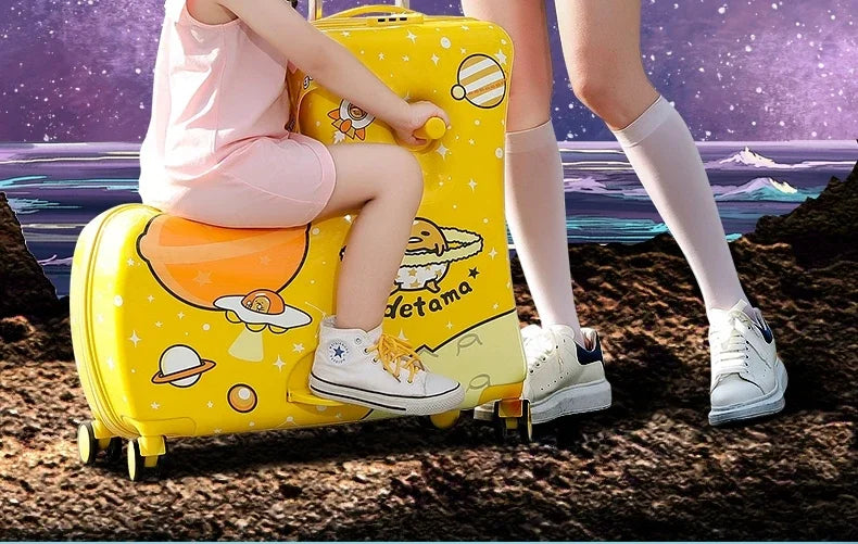 Travel kids luggage cartoon Riding trolley case children's riding suitcase can sit and ride rolling luggage gift travel bags
