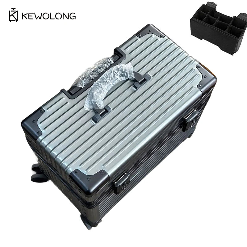 Right Angle Aluminum Suitcase, Top Opening Hard Shell Carry-On Luggage with 360° Spinner Wheels, Camera GearPhotography trolley