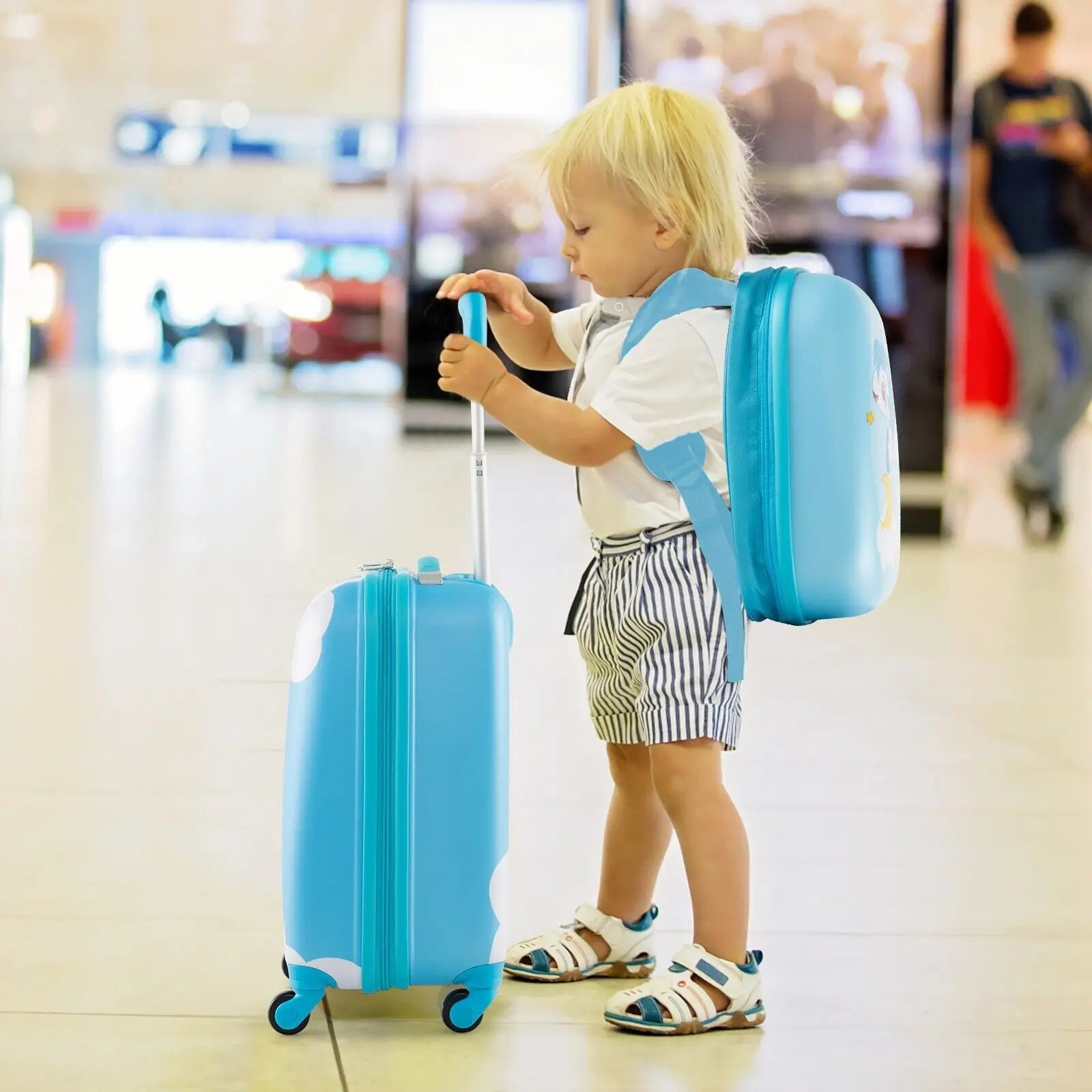 DORTALA 2Pcs 12" 16" ABS Kids Suitcase Backpack Luggage Set School Travel Lightweight