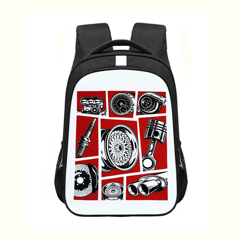 Japan JDM Racing Car Print Backpack Engine Turbo Women Men Rucksack Children School Bags for Teenager Laptop Backpack Travel Bag