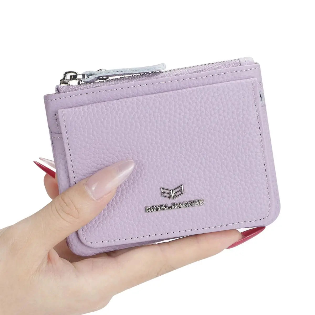 Royal Bagger Genuine Leather Women's Coin Purse Woman card holder wallet RFID Blocking Small Wallet Casual Zipper Change Pouch