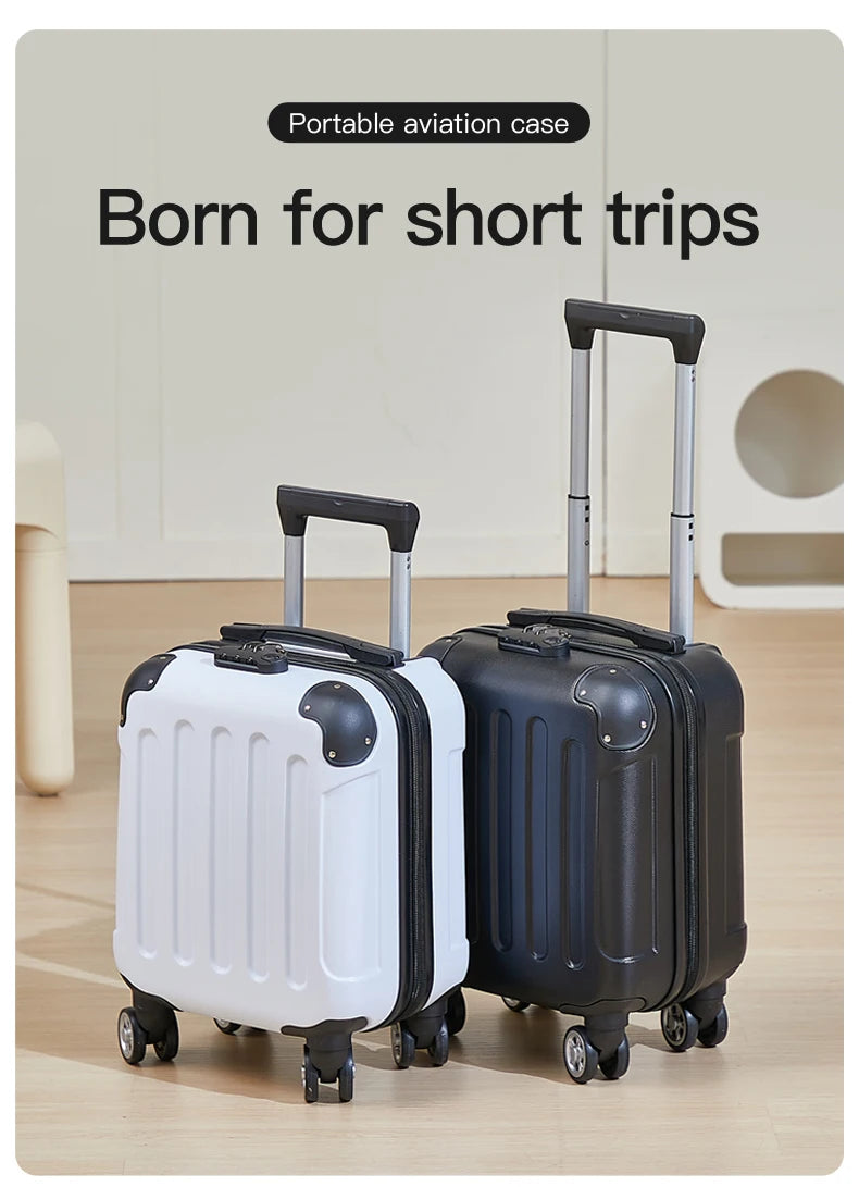 14 inch suitcase with phone holder for easy carrying during travel 360 degree roller suitcase for business purposes suitcase