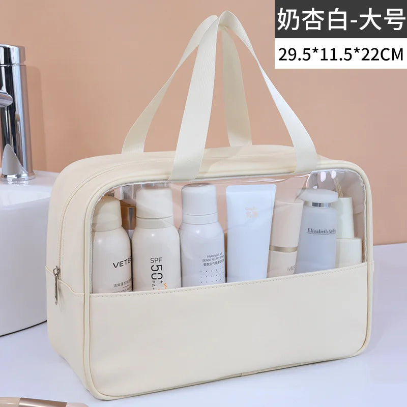 Portable Travel Cosmetic Bag Women Transparent Makeup Bag Large-Capacity Bath Wash Bags Multifunction Waterproof Storage Case