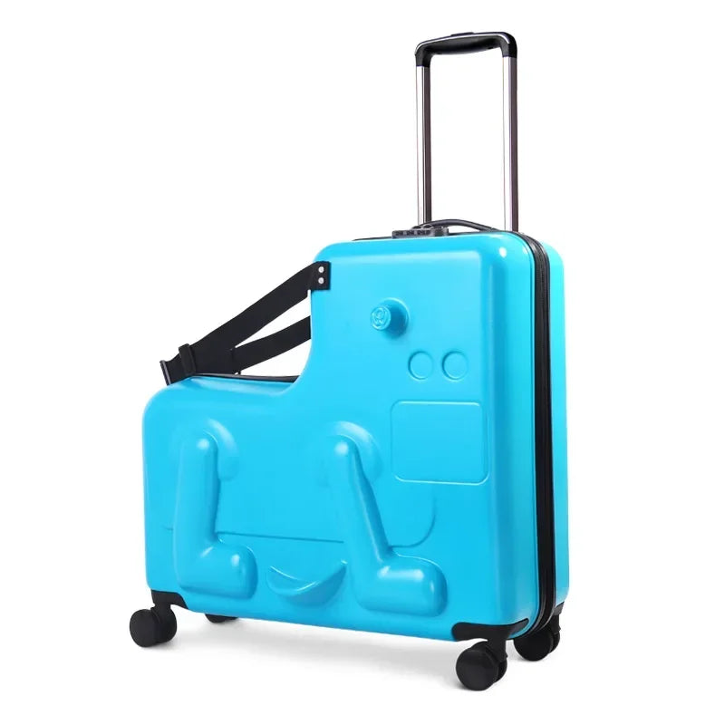 Travel kids luggage cartoon Riding trolley case children's riding suitcase can sit and ride rolling luggage gift travel bags