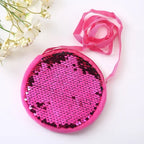 Round Princess Coin Purse Color Sequins Shiny Lanyard Shoulder Bag Children's Messenger Small Pack Kids Handbag Lovely Girl Gift
