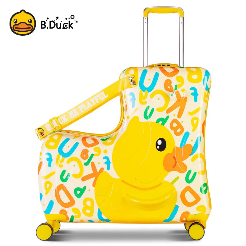 New children's riding suitcase on wheels kids cartoon trolley case travel suitcases can sit and ride horse rolling luggage gifts