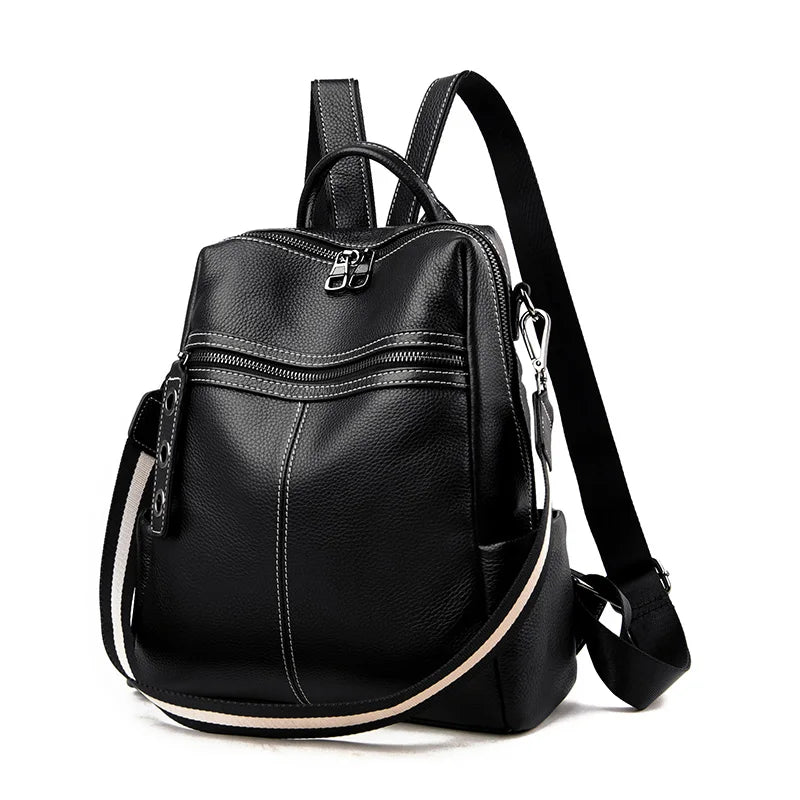 2023 Vintage Women Backpack Large Capacity School Bags Teenagers Girls School Backpack High Quality Genuine Leather Shoulder Bag
