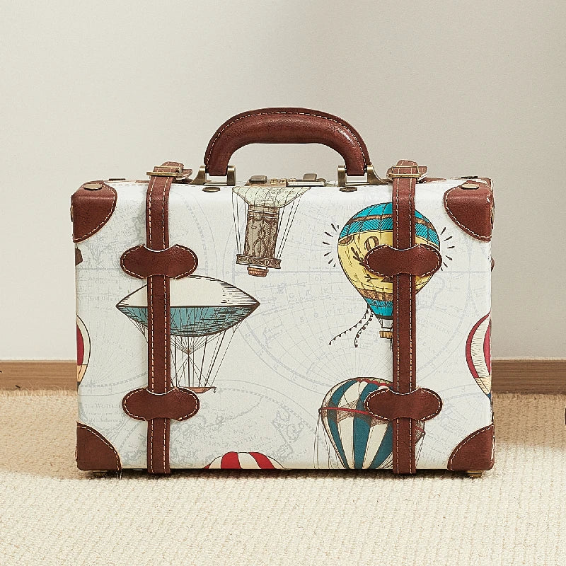 13/16/18 Inch Vintage Cosmetic Case Mini Carry-on Luggage Suitcase PU Lightweight Ready Bag Handbag Password Lock Makeup Box