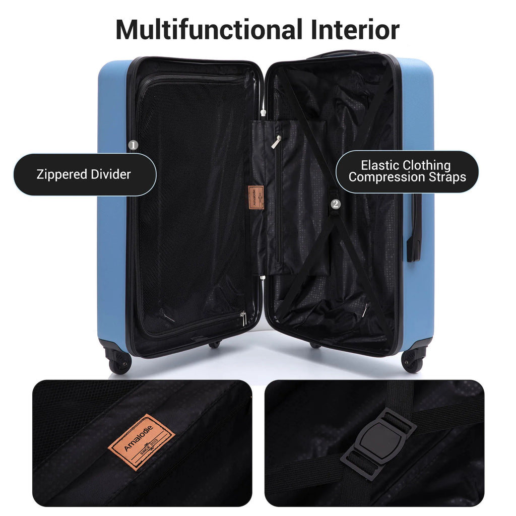 Luggage Sets 3 Piece, Suitcases with Double Spinner Wheel,Suitcase Set ABS Hard Case Luggage with Travel Duffle Bag
