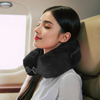 Travel Neck Pillow with Fillable Clothing U-Shaped Pillowcase, Extra Storage Bag, Velvet Neck Pillow Cover for Airplane Travel