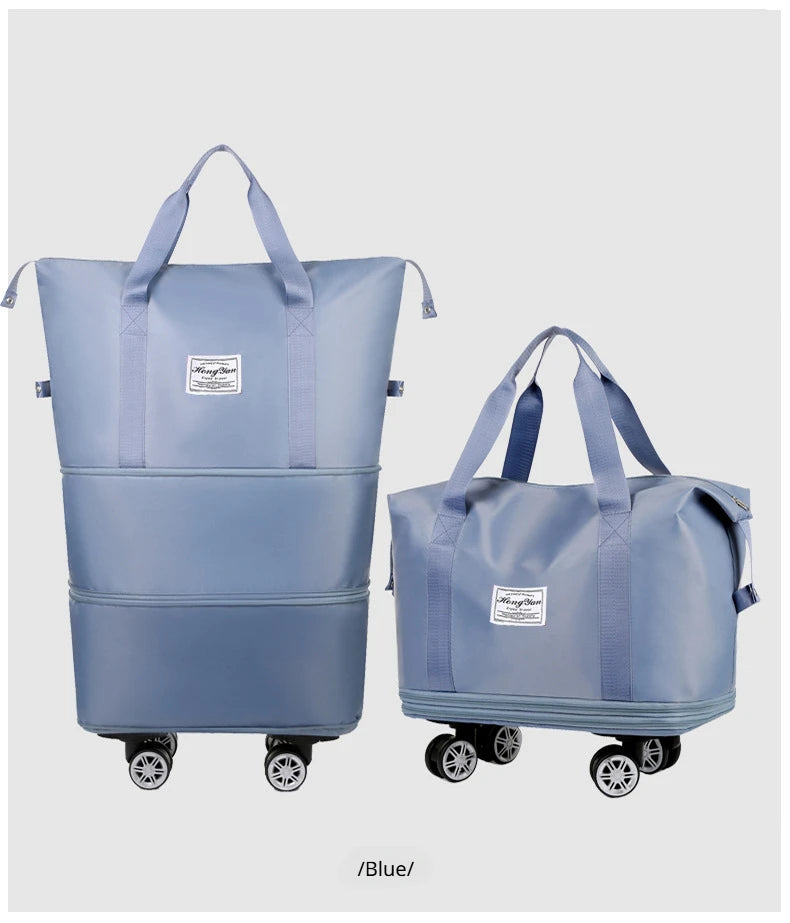 Universal Wheel Expandable Luggage Large Capacity Lightweight Travel Fitness Bag with Dry And Wet Separation Storage