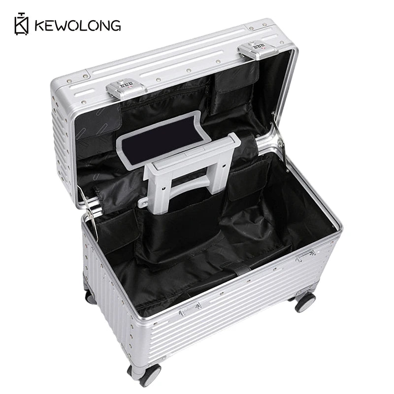 Right Angle Aluminum Suitcase, Top Opening Hard Shell Carry-On Luggage with 360° Spinner Wheels, Camera GearPhotography trolley
