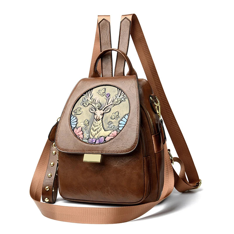 Luxury Women Genuine Leather Backpack Casual Ladies Shoulder Bag Fashion Large Capacity Travel Female Quality Cowhide Knapsack