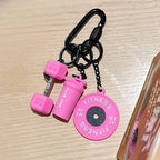 Fitness Keychain Gym Lover Barbell Key chain Weightlifting Keyring Silicone Weight Plate Gym Gifts Workout Gifts Bag Charm Backp