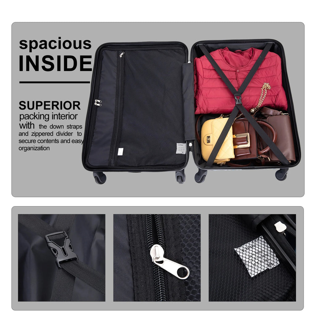 3-Piece Hardshell Lightweight Luggage Set with Spinner Wheels (20/24/28)