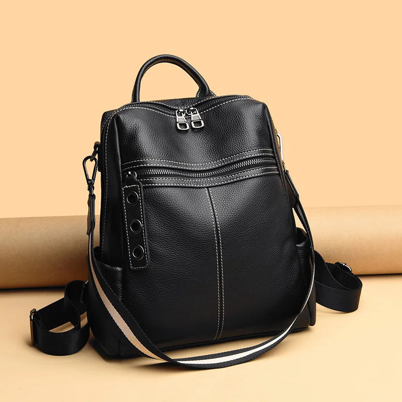 2023 Vintage Women Backpack Large Capacity School Bags Teenagers Girls School Backpack High Quality Genuine Leather Shoulder Bag