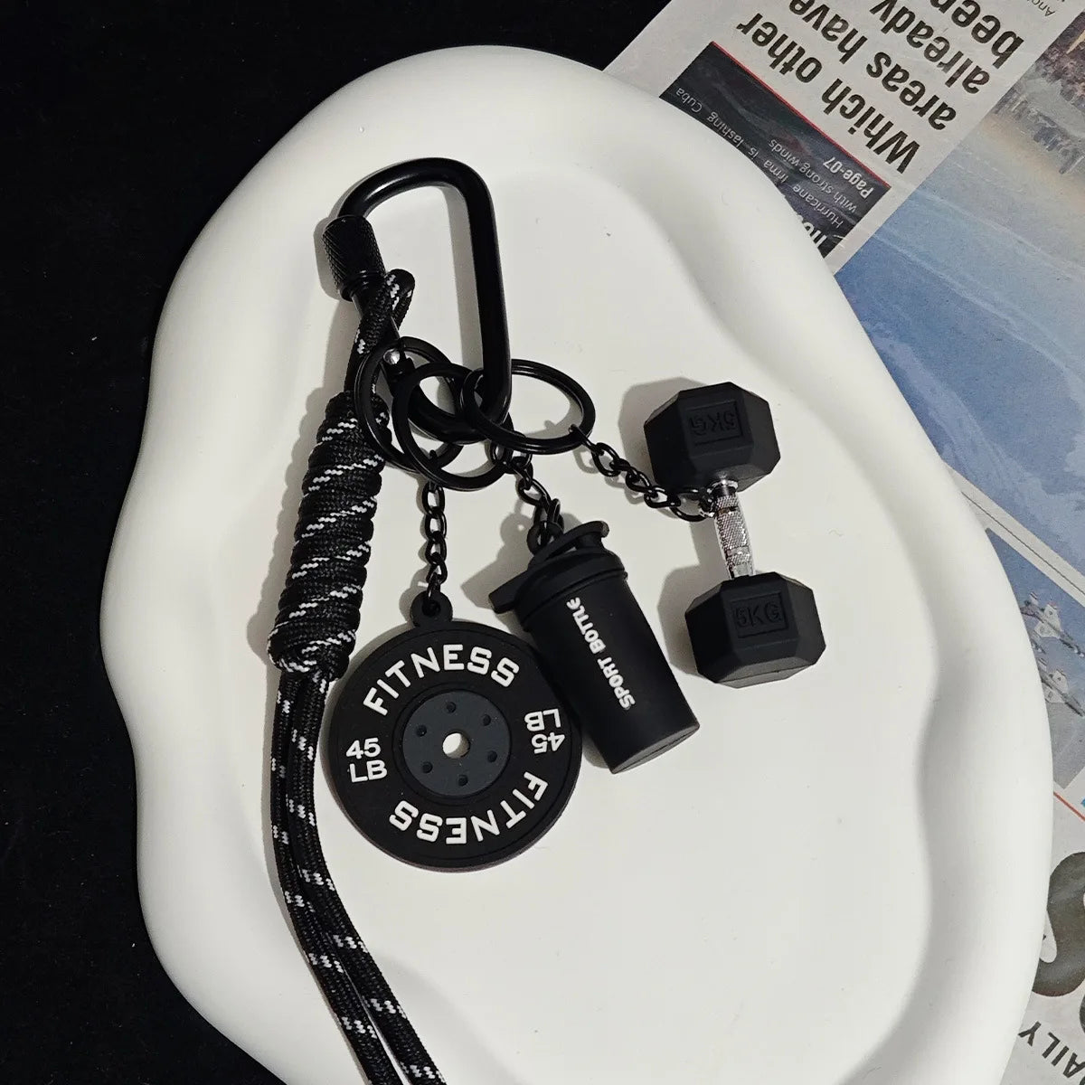 2025 HOT! Fitness Keychain Gym Barbell Key chain Weightlifting Keyring Silicone Weight Plate Gym Gifts Workout Gifts Bag gift