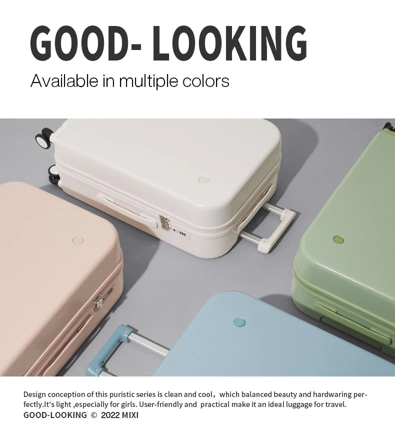 Mixi Puristic Design Travel Luggage Rolling Wheel Hardside Women Suitcase Men Trolley Case 16 20 Carry On/Big 22 24 26 28 Inch