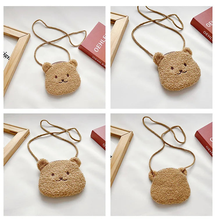 Soft Plush Bear Rabbit Cartoon Children Coin Purse Cute Animal Zipper Kid Shoulder Bag Girl Messenger Bag Mini Handbag Purse