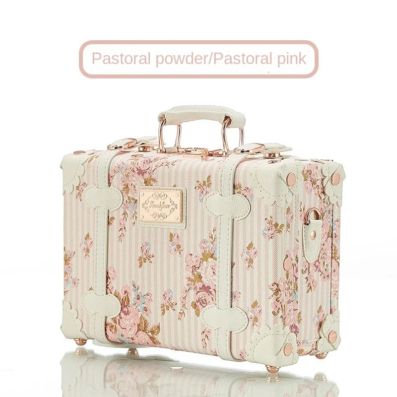 13/16/18 Inch Vintage Cosmetic Case Mini Carry-on Luggage Suitcase PU Lightweight Ready Bag Handbag Password Lock Makeup Box