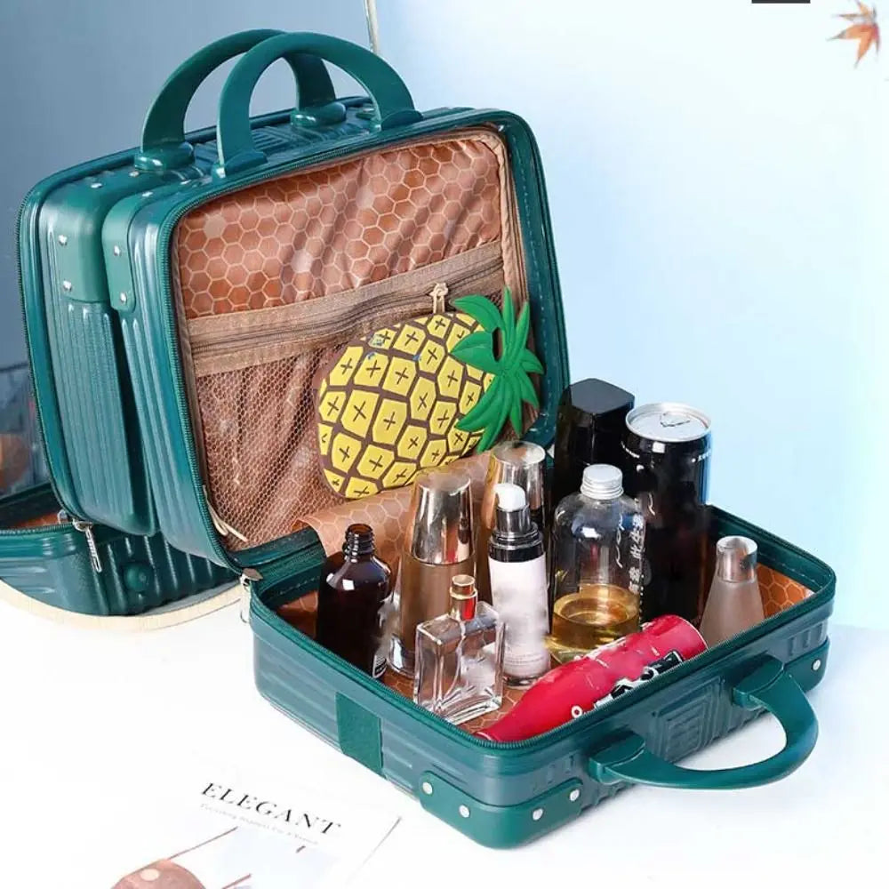 Hot Cosmetic Box 14 inch Mini Travel Suitcase Cosmetic Box Hand Luggage Organizer Makeup Case Small Password Box Boarding Case