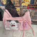 Y2k Harajuku Shoulder Bag Women Korean Transparent Ita Bag School Crossbody Bag Female Japanese Designer Preppy Handbag Purse