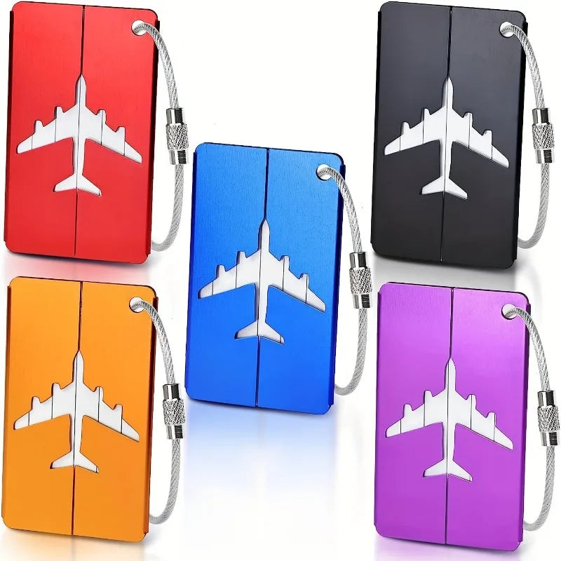 Aluminum Luggage Tag with Anti-Theft Steel Ring (5-pk or 10-pk)