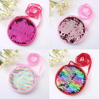 Lovely Round Princess Coin Purse Color Sequins Shiny Lanyard Shoulder Bag Children's Messenger Small Pack Kids Handbag Girl Gift