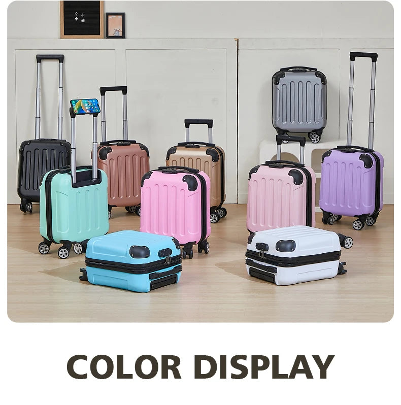 14 inch suitcase with phone holder for easy carrying during travel 360 degree roller suitcase for business purposes suitcase