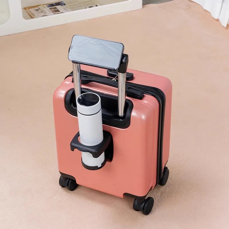 Small Luggage Travel Bag 14 Inches Luggage Travel Luggage with Cup Holder and Hook