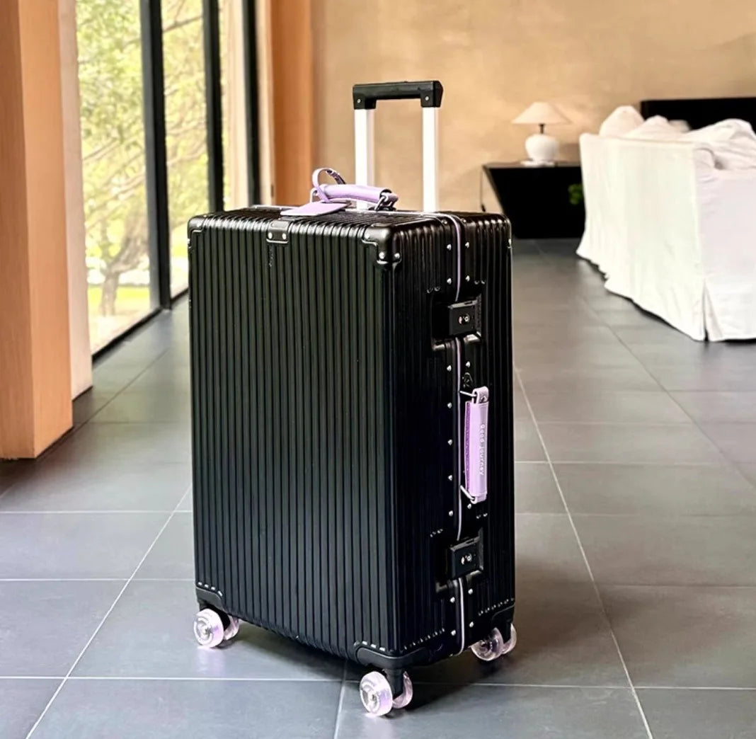 Suitcase Aluminum Frame with Colorful Silent Spinner Wheel TSA Lock Travel Trolley Case 20"Carry-on High-quality Rolling Luggage
