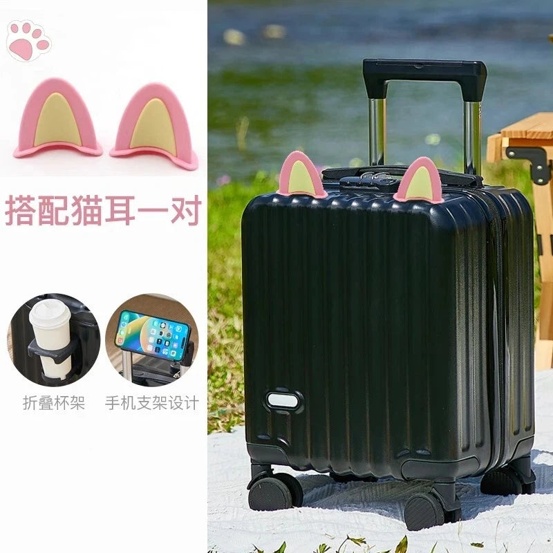 2025 New Style Luggage 14-Inch Fashionable Lightweight Boarding with Water Cup Holder Mobile Phone Holder Large Capacity Luggage