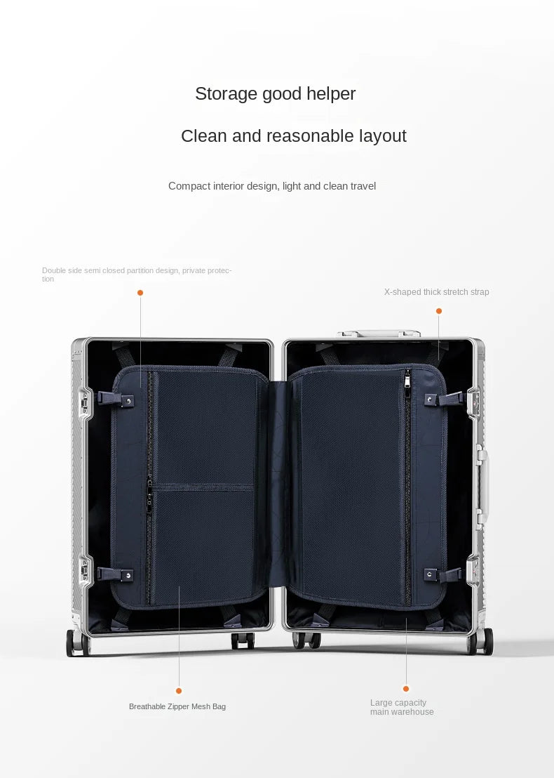 All-magnesium-aluminum alloy Travel Suitcase Rolling Luggage 20-inch Business Boarding Trolley Case With wheels Carry-on Luggage