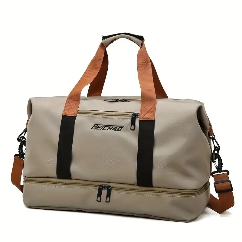 The neutral color backpack is specially designed for men and women and is suitable as a luggage bag for travel and accommodation