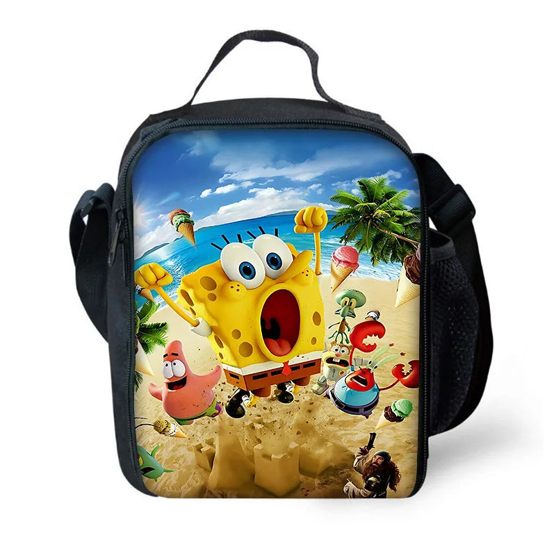 Cute Potdemiel Child School Backpack with Lunch Bags ,Pencil Bags ,School Bags for Boys Girls S-Sponge-BobS Best Gift