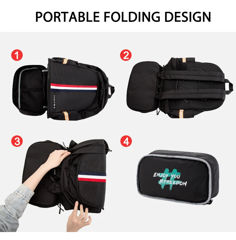 Tinyat Durable Casual Foldable Commute Schoolbags Fit 15.6 Inch Laptops With Multiple Pockets, Large Capacity Waterproof Outdoor