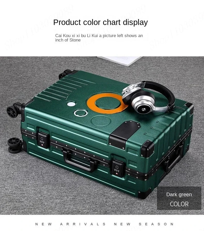 Aluminum Frame Suitcase Super Silent Combination Lock Boarding Rolling Luggage Fashion New Trolley Case 20/22/24/28 Inch