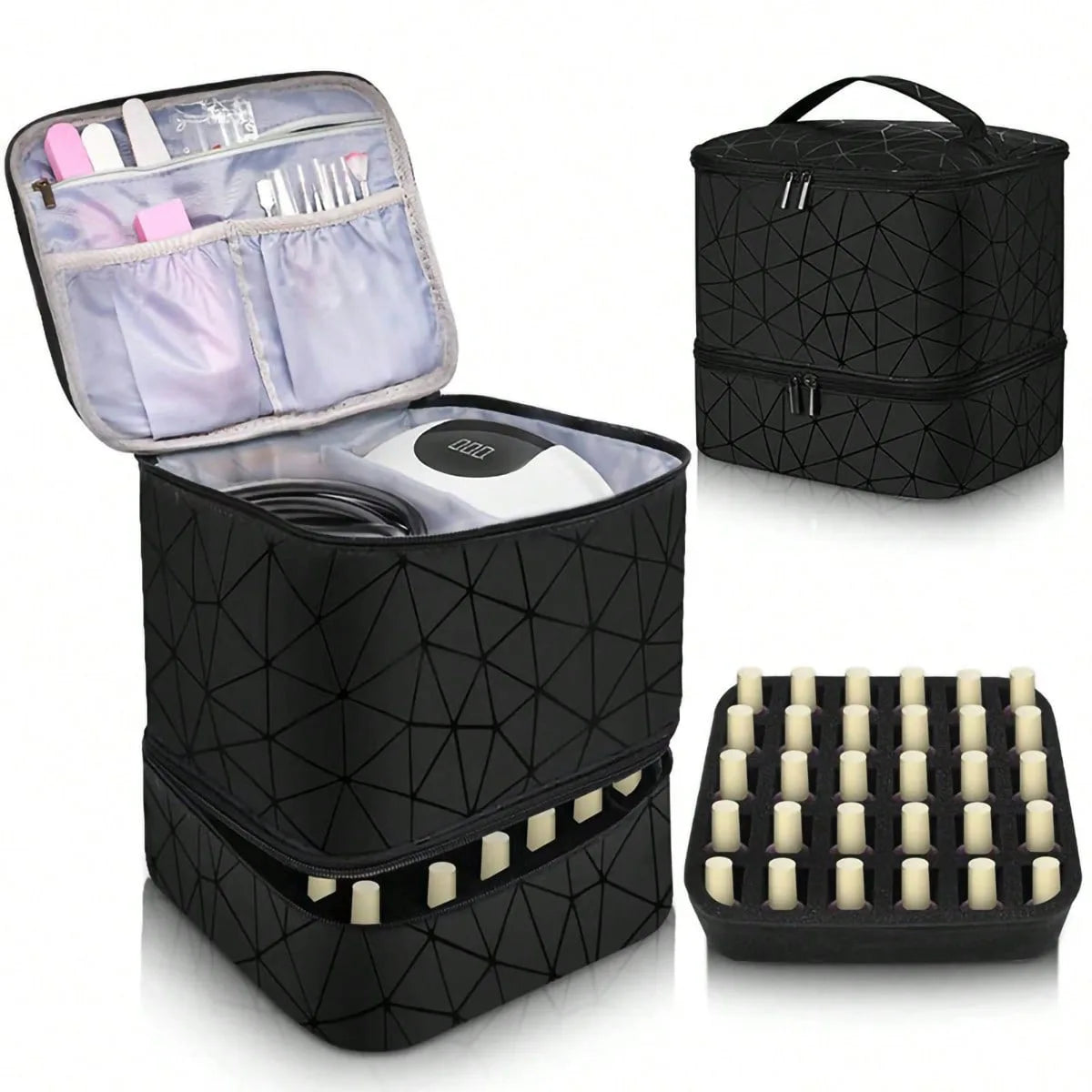 HOMEFISH Portable Double-layer Nail Polish Storage Bag Organizer Travel Essential Oil Storage Box Multi-function Storage Bag