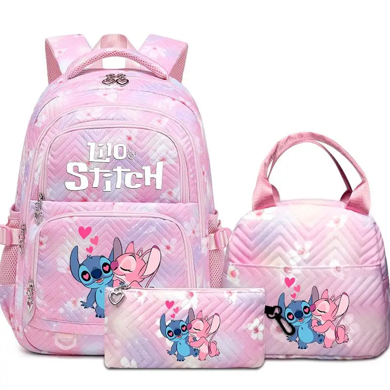Stitch Large Capacity Backpack Daypack Lightweight Schoolbag Casual Travel Knapsack for Women Girls Pen Lunch Bags