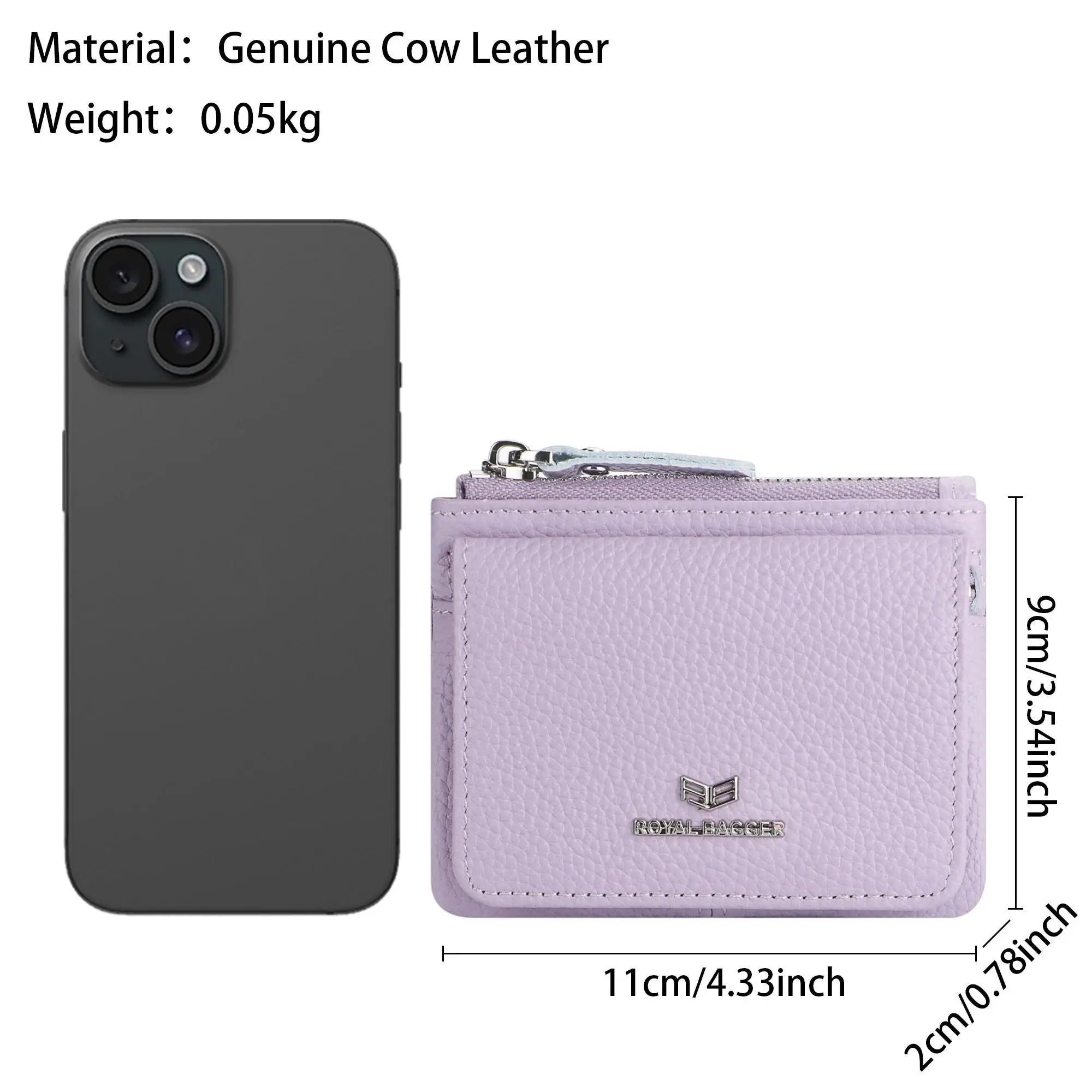 Royal Bagger Genuine Leather Women's Coin Purse Woman card holder wallet RFID Blocking Small Wallet Casual Zipper Change Pouch
