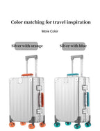 Jelly wheel all-aluminum magnesium alloy suitcase 20-inch carry-on luggage, sit-on suitcase with lock, 28-inch telescopic handle