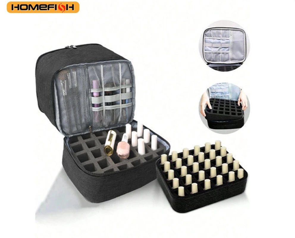 HOMEFISH Portable Double-layer Nail Polish Storage Bag Organizer Travel Essential Oil Storage Box Multi-function Storage Bag
