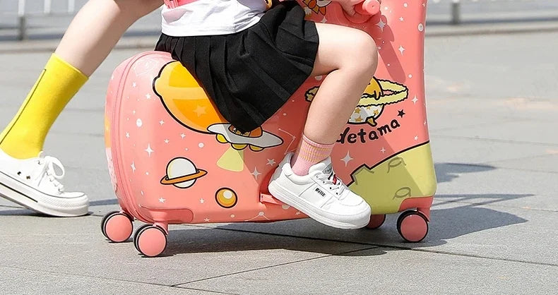 Travel kids luggage cartoon Riding trolley case children's riding suitcase can sit and ride rolling luggage gift travel bags