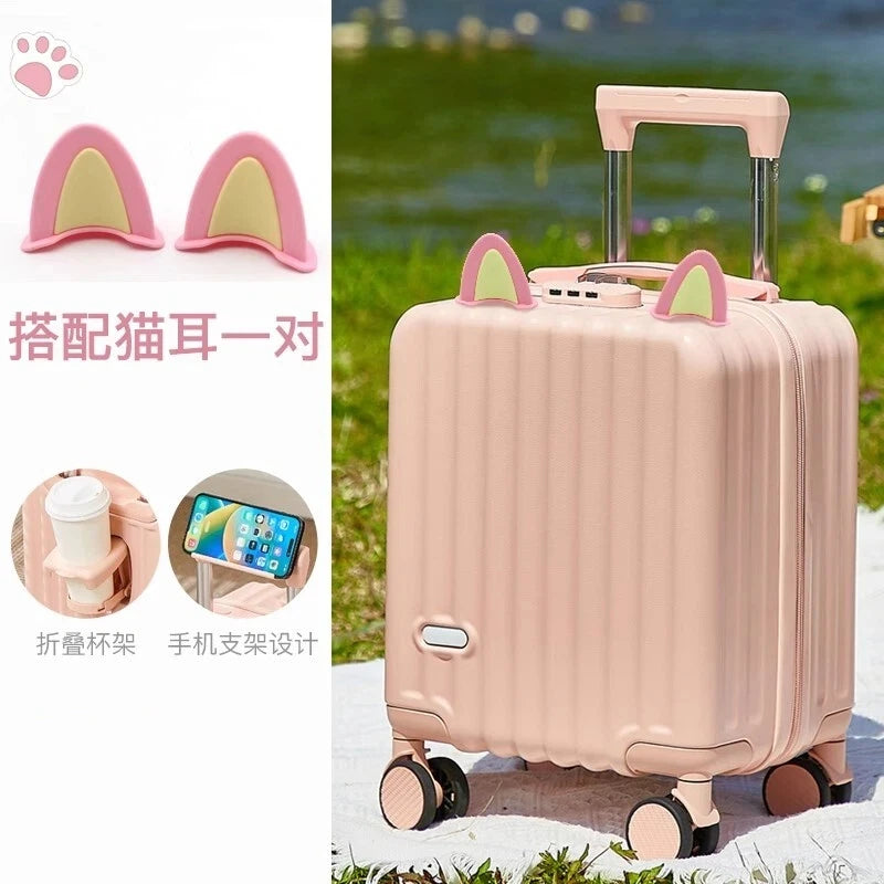 2025 New Style Luggage 14-Inch Fashionable Lightweight Boarding with Water Cup Holder Mobile Phone Holder Large Capacity Luggage