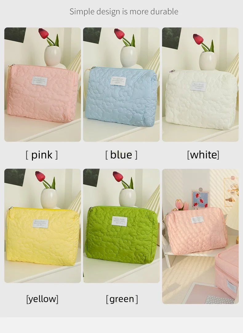 Embroidery Large-Capacity Cosmetic Bag Waterproof Portable Storage Bag Travel Makeup Pouch