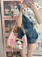 Y2k Harajuku Shoulder Bag Women Korean Transparent Ita Bag School Crossbody Bag Female Japanese Designer Preppy Handbag Purse