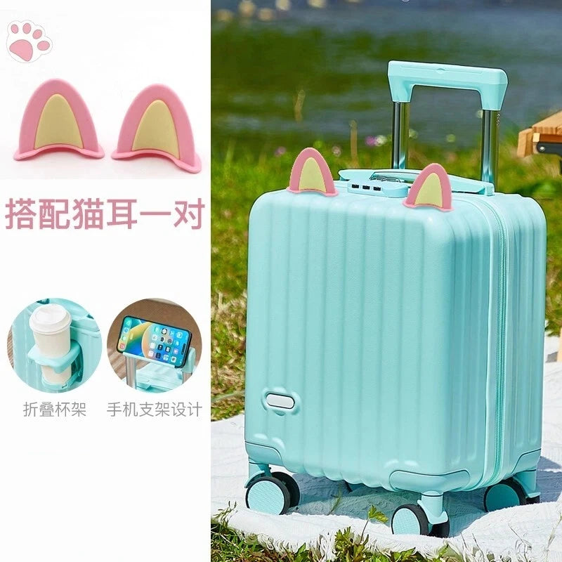 2025 New Style Luggage 14-Inch Fashionable Lightweight Boarding with Water Cup Holder Mobile Phone Holder Large Capacity Luggage
