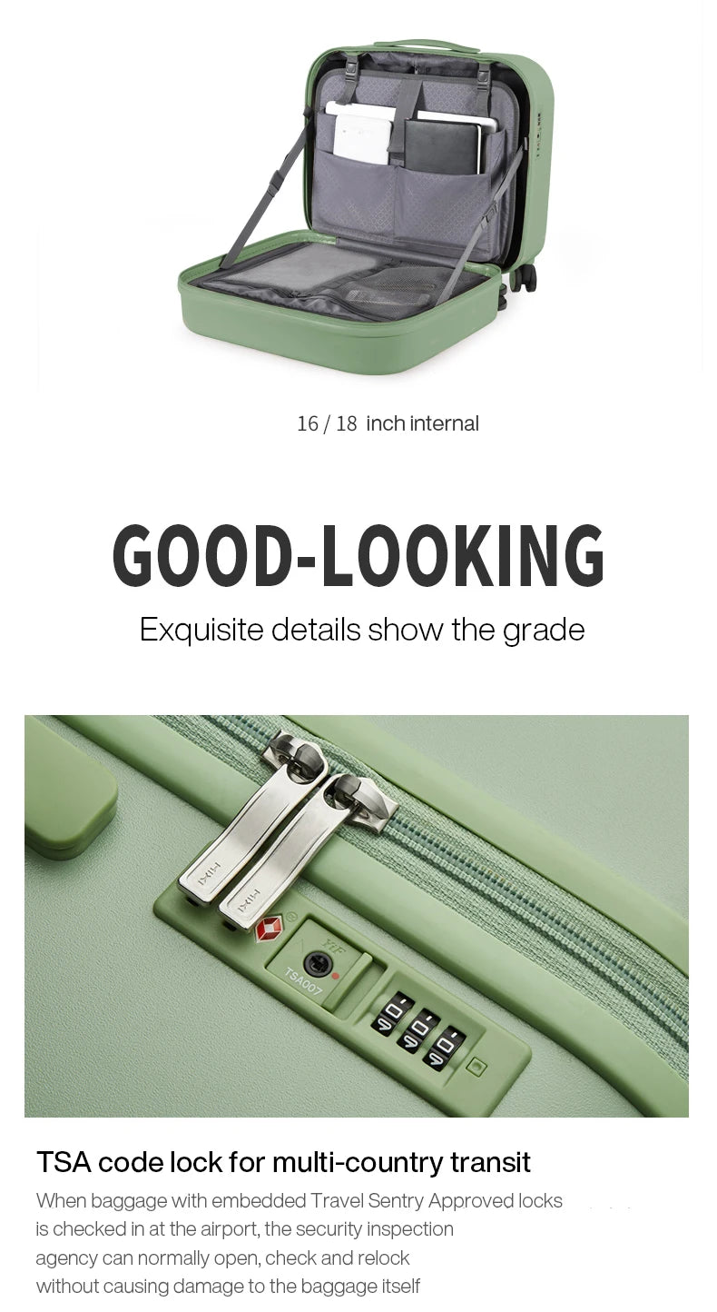 Mixi Puristic Design Travel Luggage Rolling Wheel Hardside Women Suitcase Men Trolley Case 16 20 Carry On/Big 22 24 26 28 Inch